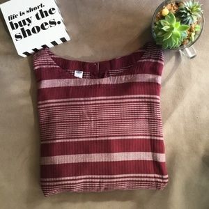 Old Navy Red & White Striped 3/4 Sleeve Top – Size M